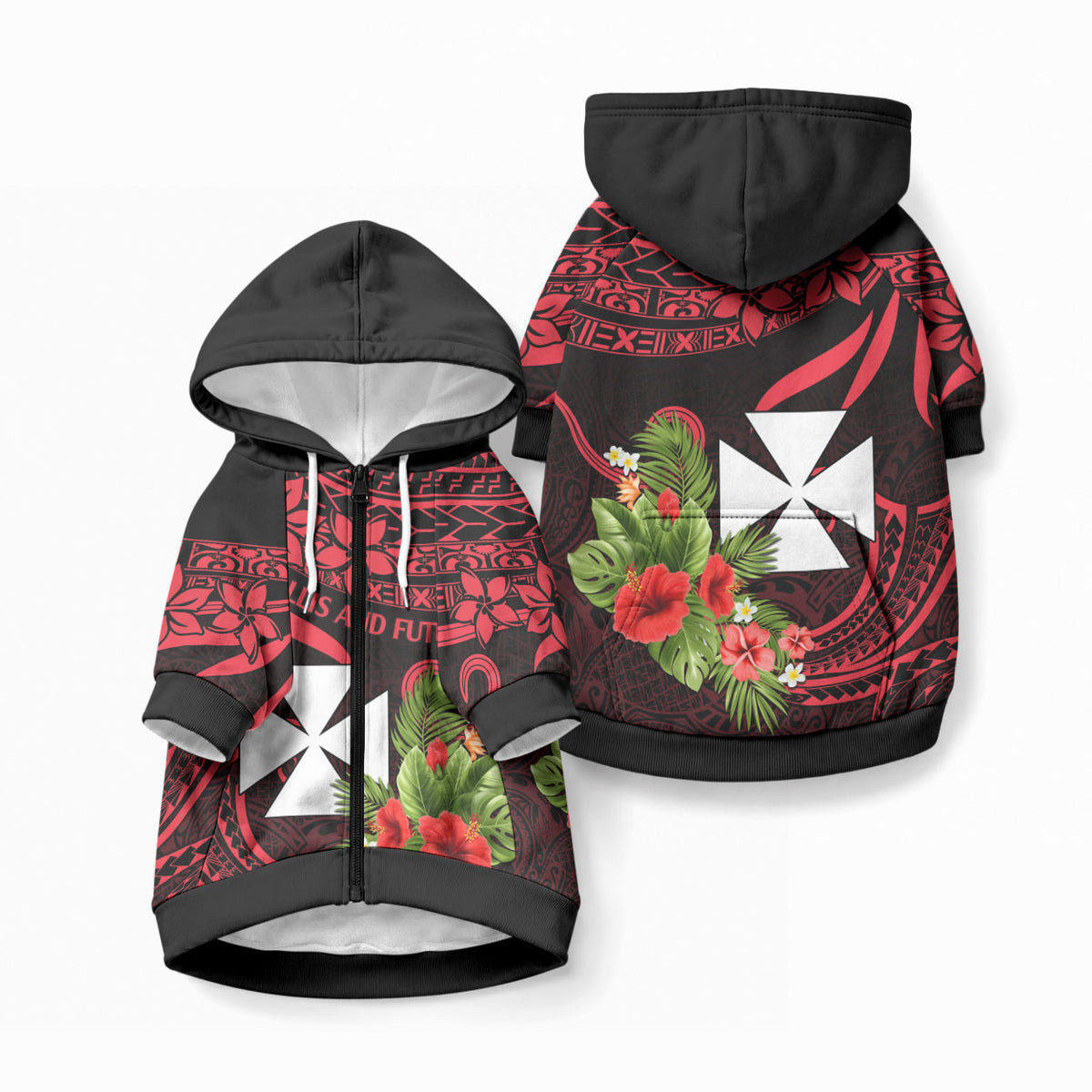 Wallis and Futuna Pet Hoodie Happy Territory Day LT9 Zip-up Red - Polynesian Pride