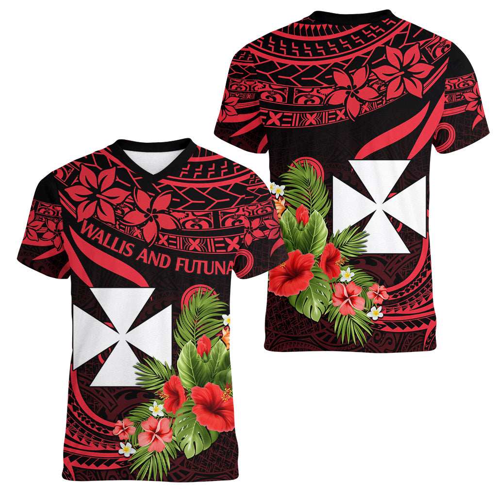 Wallis and Futuna Women V Neck T Shirt Happy Territory Day LT9 - Polynesian Pride