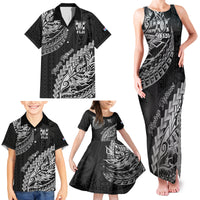 Fiji Rugby Family Matching Tank Maxi Dress and Hawaiian Shirt Kaiviti Fijian Tribal World Cup Black LT9 - Polynesian Pride