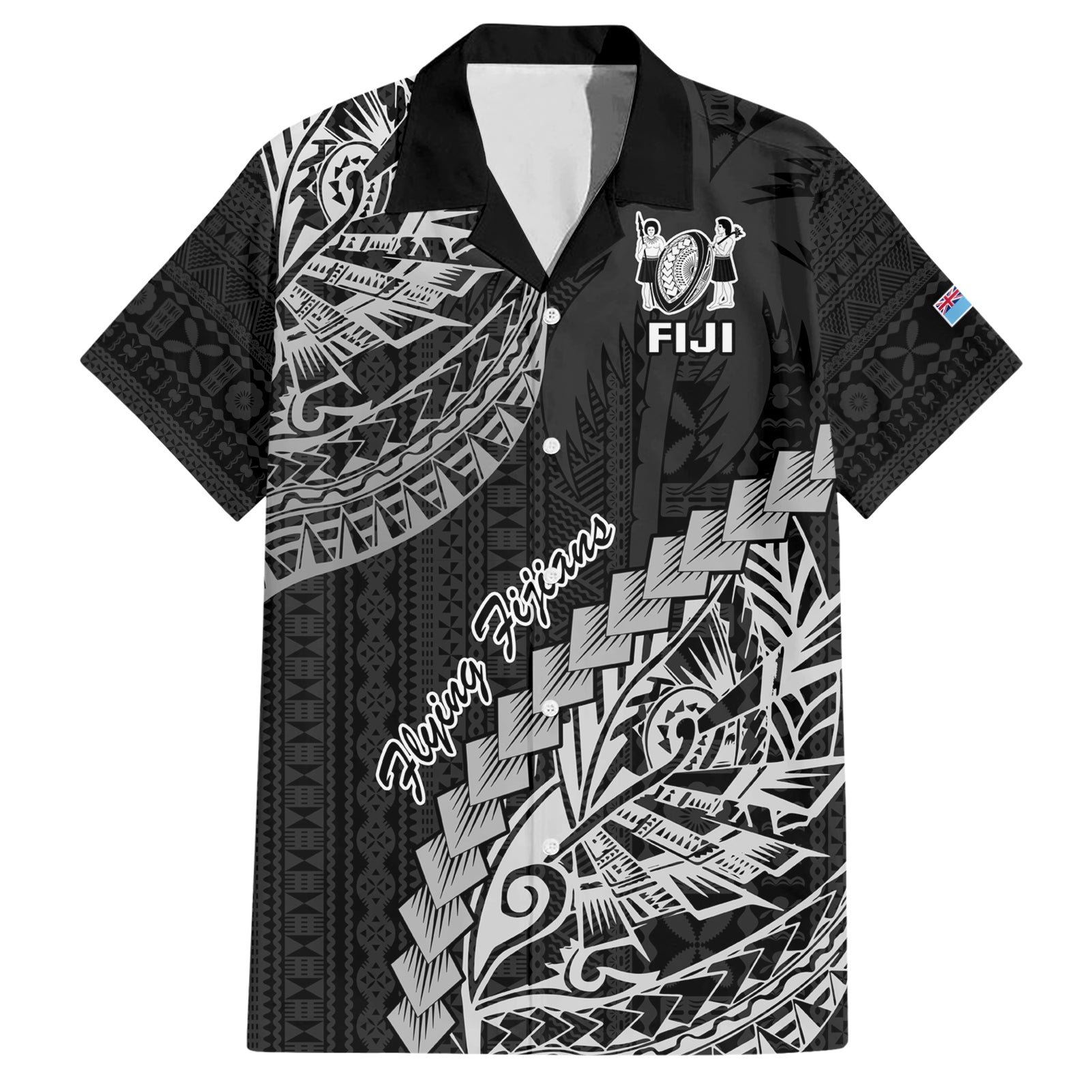 Fiji Rugby Hawaiian Shirt Kaiviti Fijian Tribal World Cup Black LT9 Black - Polynesian Pride