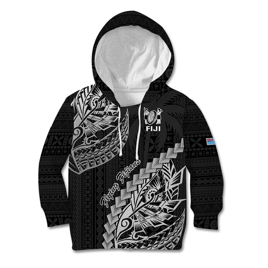 Fiji Rugby Kid Hoodie Kaiviti Fijian Tribal World Cup Black LT9 Black - Polynesian Pride