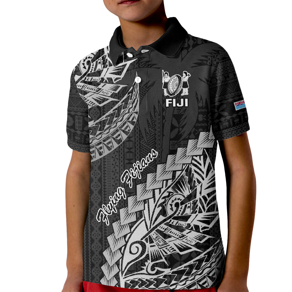 Fiji Rugby Kid Polo Shirt Kaiviti Fijian Tribal World Cup Black LT9 Kid Black - Polynesian Pride