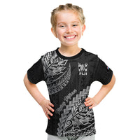 Fiji Rugby Kid T Shirt Kaiviti Fijian Tribal World Cup Black LT9 Black - Polynesian Pride