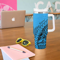 Blue Fiji Rugby Tumbler With Handle Kaiviti Fijian Tribal World Cup LT9 - Polynesian Pride