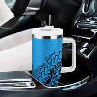 Blue Fiji Rugby Tumbler With Handle Kaiviti Fijian Tribal World Cup LT9 - Polynesian Pride