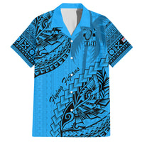 Custom Fiji Rugby Family Matching Tank Maxi Dress and Hawaiian Shirt Kaiviti Fijian Tribal World Cup Blue No1 LT9 Dad's Shirt - Short Sleeve Blue - Polynesian Pride