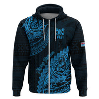 Fiji Rugby Hoodie Kaiviti Fijian Tribal World Cup Blue No2 LT9 Zip Hoodie Blue - Polynesian Pride