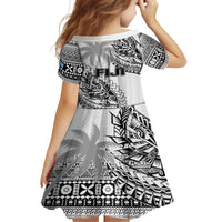 Fiji Rugby Kid Short Sleeve Dress Kaiviti Fijian Tribal World Cup White LT9 - Polynesian Pride