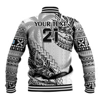 Custom Fiji Rugby Baseball Jacket Kaiviti Fijian Tribal World Cup White LT9 - Polynesian Pride