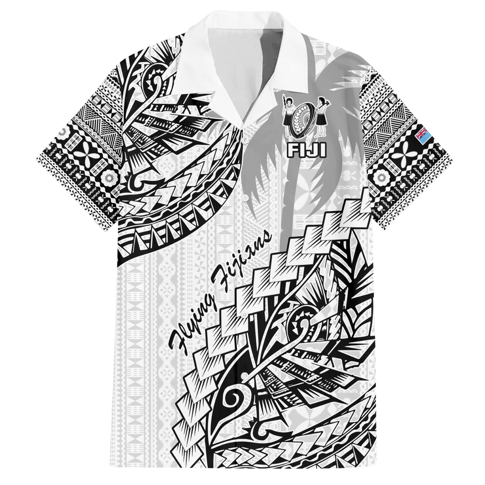 Custom Fiji Rugby Hawaiian Shirt Kaiviti Fijian Tribal World Cup White LT9 White - Polynesian Pride