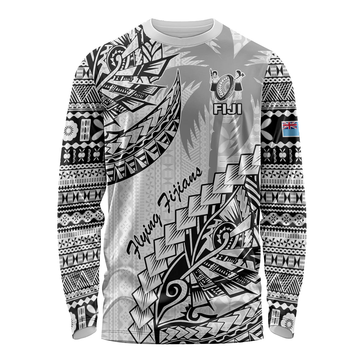 Custom Fiji Rugby Long Sleeve Shirt Kaiviti Fijian Tribal World Cup White LT9 Unisex White - Polynesian Pride