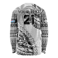Custom Fiji Rugby Long Sleeve Shirt Kaiviti Fijian Tribal World Cup White LT9 - Polynesian Pride