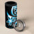 Plumeria Tribal Tattoo 4 in 1 Can Cooler Tumbler Blue Polynesian Pattern