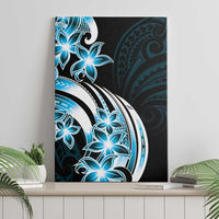 Plumeria Tribal Tattoo Canvas Wall Art Blue Polynesian Pattern
