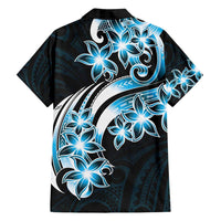 Plumeria Tribal Tattoo Family Matching Tank Maxi Dress and Hawaiian Shirt Blue Polynesian Pattern