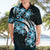 Plumeria Tribal Tattoo Hawaiian Shirt Blue Polynesian Pattern