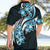 Plumeria Tribal Tattoo Hawaiian Shirt Blue Polynesian Pattern