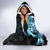 Plumeria Tribal Tattoo Hooded Blanket Blue Polynesian Pattern