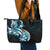 Plumeria Tribal Tattoo Leather Tote Bag Blue Polynesian Pattern