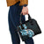 Plumeria Tribal Tattoo Shoulder Handbag Blue Polynesian Pattern