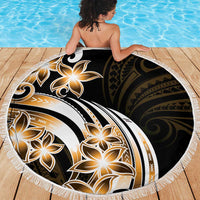 Plumeria Tribal Tattoo Beach Blanket Gold Polynesian Pattern