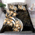 Plumeria Tribal Tattoo Bedding Set Gold Polynesian Pattern