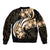 Plumeria Tribal Tattoo Bomber Jacket Gold Polynesian Pattern