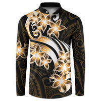 Plumeria Tribal Tattoo Button Sweatshirt Gold Polynesian Pattern