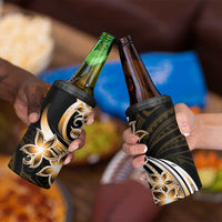 Plumeria Tribal Tattoo 4 in 1 Can Cooler Tumbler Gold Polynesian Pattern