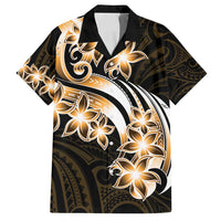 Plumeria Tribal Tattoo Family Matching Long Sleeve Bodycon Dress and Hawaiian Shirt Gold Polynesian Pattern LT9 Dad's Shirt - Short Sleeve Gold - Polynesian Pride