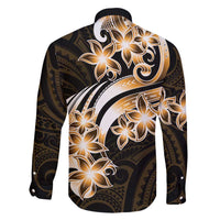 Plumeria Tribal Tattoo Family Matching Long Sleeve Bodycon Dress and Hawaiian Shirt Gold Polynesian Pattern LT9 - Polynesian Pride