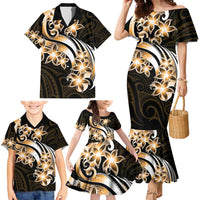 Plumeria Tribal Tattoo Family Matching Mermaid Dress and Hawaiian Shirt Gold Polynesian Pattern LT9 - Polynesian Pride