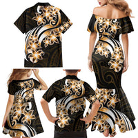 Plumeria Tribal Tattoo Family Matching Mermaid Dress and Hawaiian Shirt Gold Polynesian Pattern LT9 - Polynesian Pride