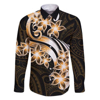 Plumeria Tribal Tattoo Family Matching Mermaid Dress and Hawaiian Shirt Gold Polynesian Pattern LT9 Dad's Shirt - Long Sleeve Gold - Polynesian Pride