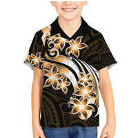 Plumeria Tribal Tattoo Family Matching Mermaid Dress and Hawaiian Shirt Gold Polynesian Pattern LT9 Son's Shirt Gold - Polynesian Pride