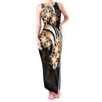 Plumeria Tribal Tattoo Family Matching Tank Maxi Dress and Hawaiian Shirt Gold Polynesian Pattern