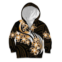 Plumeria Tribal Tattoo Kid Hoodie Gold Polynesian Pattern