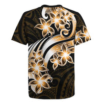 Plumeria Tribal Tattoo Rugby Jersey Gold Polynesian Pattern