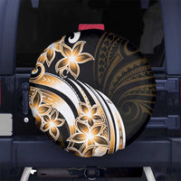 Plumeria Tribal Tattoo Spare Tire Cover Gold Polynesian Pattern