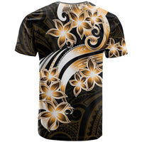 Plumeria Tribal Tattoo T Shirt Gold Polynesian Pattern