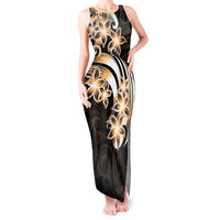 Plumeria Tribal Tattoo Tank Maxi Dress Gold Polynesian Pattern
