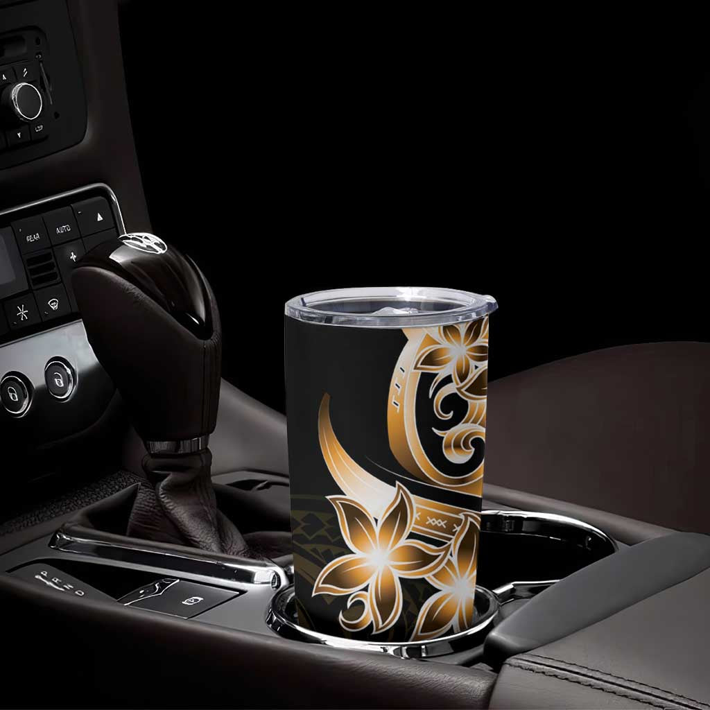 Plumeria Tribal Tattoo Tumbler Cup Gold Polynesian Pattern