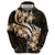 Plumeria Tribal Tattoo Zip Hoodie Gold Polynesian Pattern