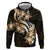 Plumeria Tribal Tattoo Zip Hoodie Gold Polynesian Pattern