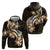 Plumeria Tribal Tattoo Zip Hoodie Gold Polynesian Pattern