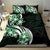 Plumeria Tribal Tattoo Bedding Set Green Polynesian Pattern