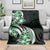 Plumeria Tribal Tattoo Blanket Green Polynesian Pattern