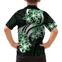 Plumeria Tribal Tattoo Family Matching Long Sleeve Bodycon Dress and Hawaiian Shirt Green Polynesian Pattern LT9 - Polynesian Pride
