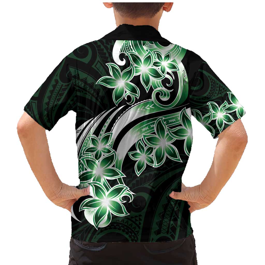 Plumeria Tribal Tattoo Family Matching Mermaid Dress and Hawaiian Shirt Green Polynesian Pattern LT9 - Polynesian Pride