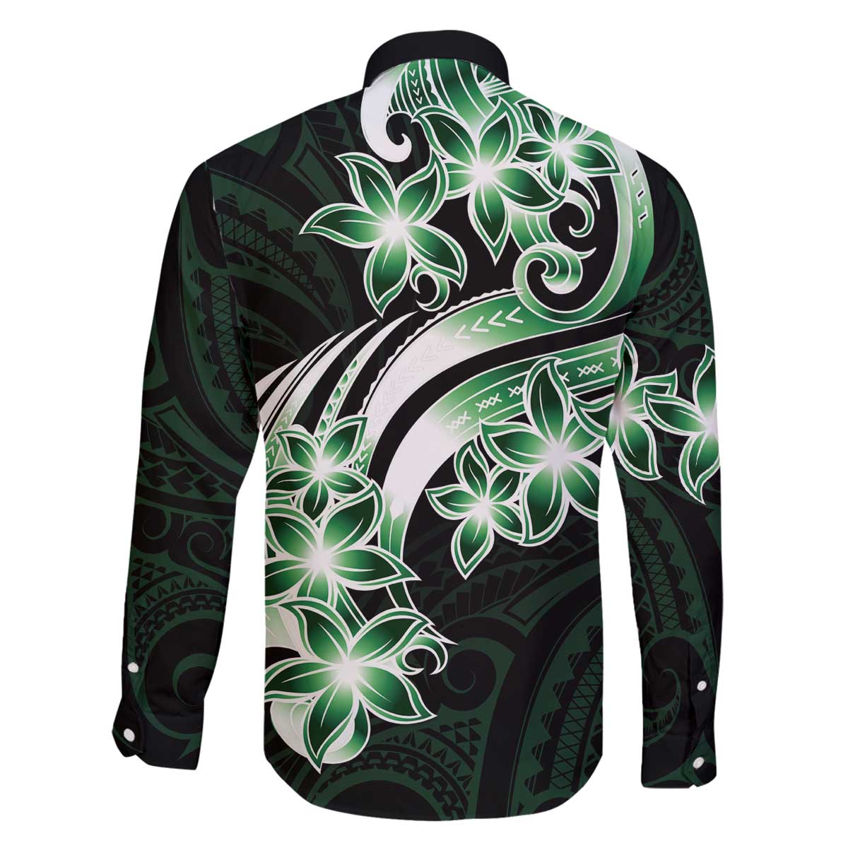 Plumeria Tribal Tattoo Family Matching Puletasi and Hawaiian Shirt Green Polynesian Pattern